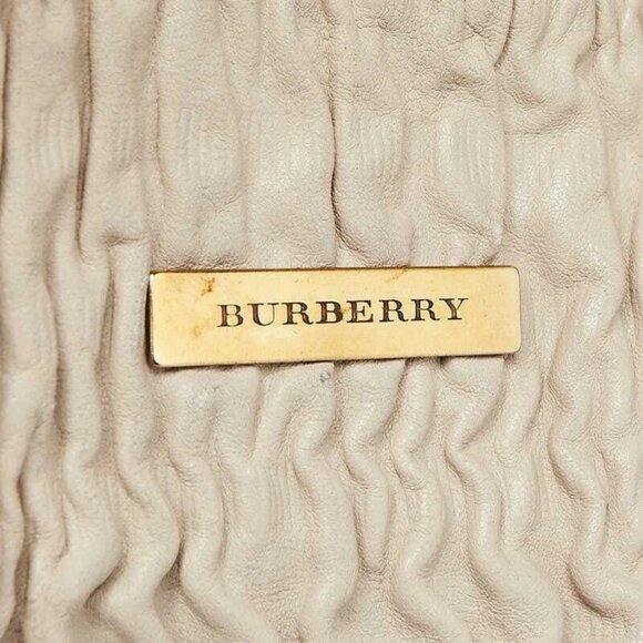 Burberry Grey Lambskin Leather Ruched Hobo Bag - Picture 9 of 12